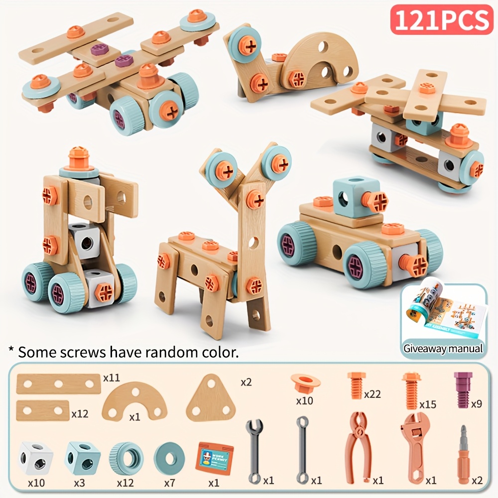 121/122/144pcs Pretend Play Assembly Simulation Screwdriver Tool Box Toy Set Includes Disassembly And Assembly Tools, Screws, And Simulated Repair Kit Can Be Freely Assembled Into Different Shapes, Best Birthday Gift for Boys 16 121/122/144pcs Pretend Play Assembly Simulation Screwdriver Tool Box Toy Set Includes Disassembly And Assembly Tools, Screws, And Simulated Repair Kit Can Be Freely Assembled Into Different Shapes, Best Birthday Gift for Boys