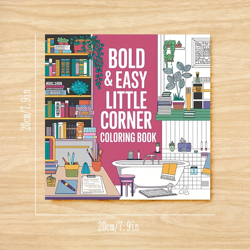 

1pc Bold & Easy Little Corner Coloring Book, 20 Pages, Soft Cover, Paper, Adult , Perfect Seasonal Gift For Christmas, Halloween, Festival Parties, , Colleagues, , School Supplies, Supplies