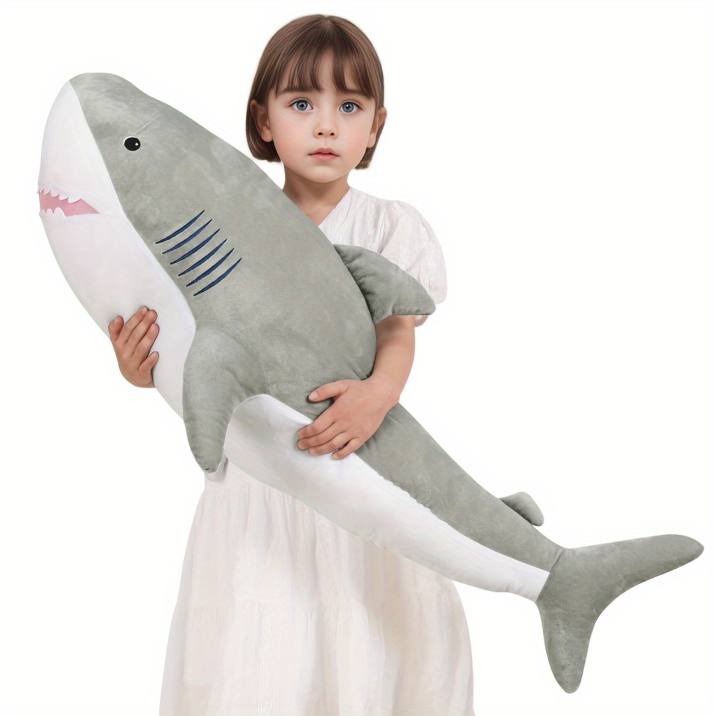 

/100cm Large Shark Stuffed Animal Pillow, Stuffed Animals, Chubbier Shark Plush Toy, Cute Whale Plushie, Gift For Kids Boy Girl Birthday