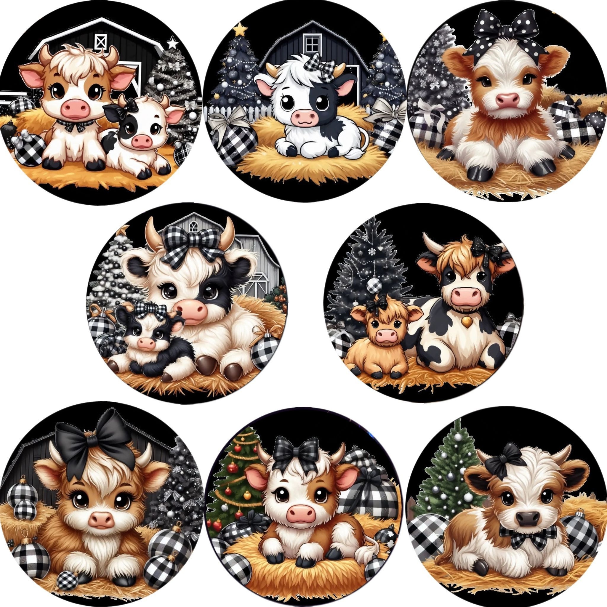 

8pcs Cow Coaster Heat Insulation Mat Coaster Anti-scalding Table Mat Pad Plate Coaster, Drink Coaster, Non-slip Mat Christmas Suitable For Decoration, Suitable For Gifts Eid Al-adha Mubarak