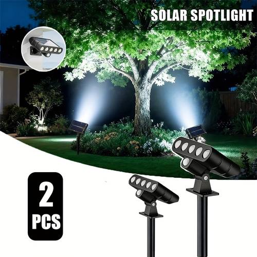 2pcs solar outdoor spotlights solar lawn lights adjustable automatic on off flag lights landscape led ground lights suitable for gardens swimming pools trees and courtyards warm light cold light