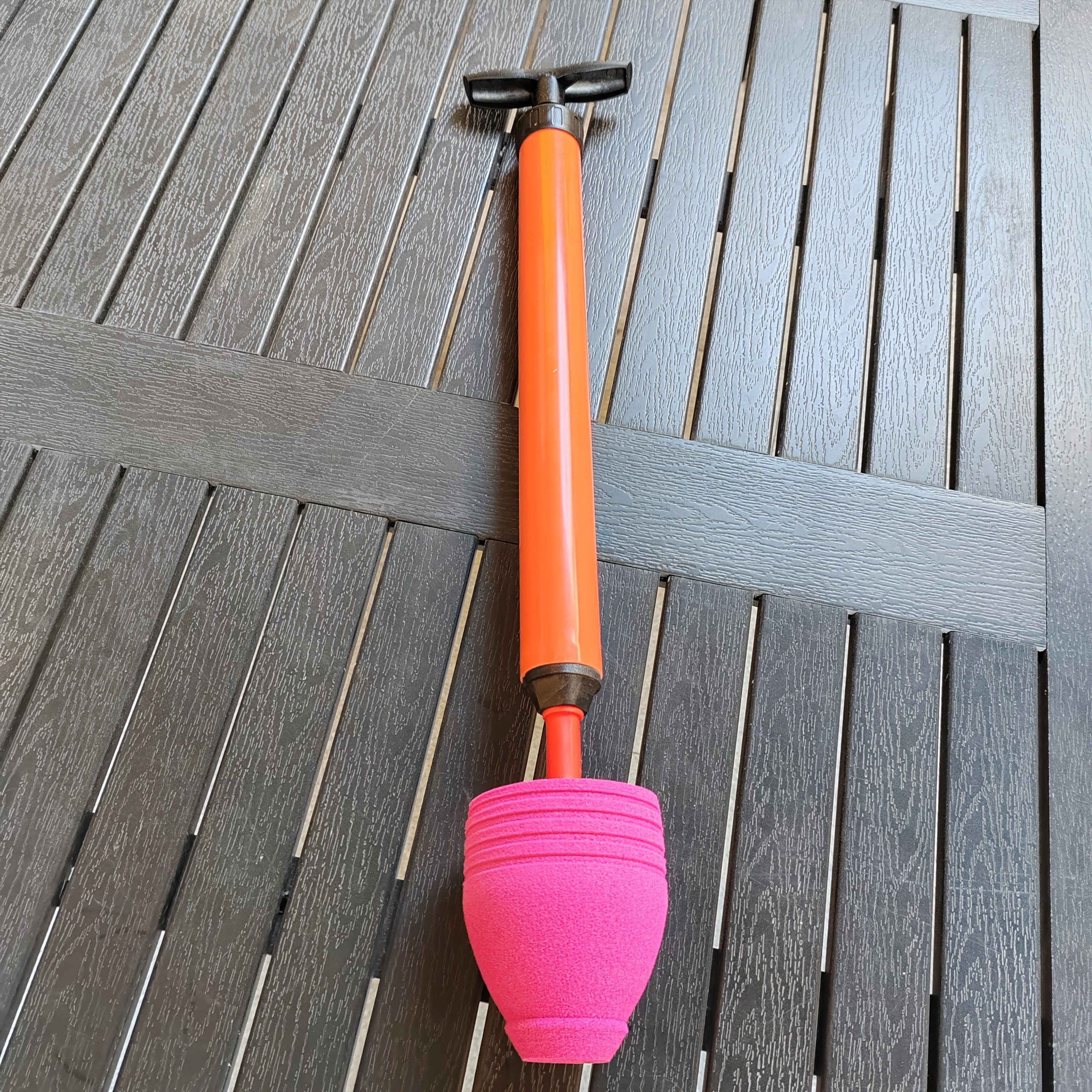 

Heavy-duty High-pressure Pneumatic Toilet Plunger - Rubber With -friendly Pump, Ideal For Clog Removal In Toilets & Sinks, Orange And Pink, Drainage Maintenance|manual Plunger| Pvc Build