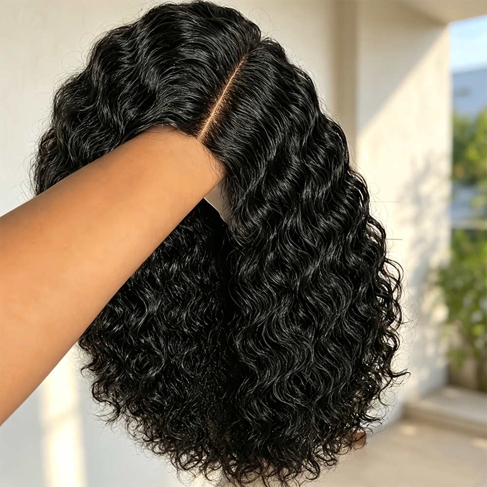 item picture   brazilian human hair wig suitable for women 10 inch deep wave bob wig with 13x4 lace front   hairline density bouncy short curly hair for daily wear cosplay parties music festivals beginner friendly