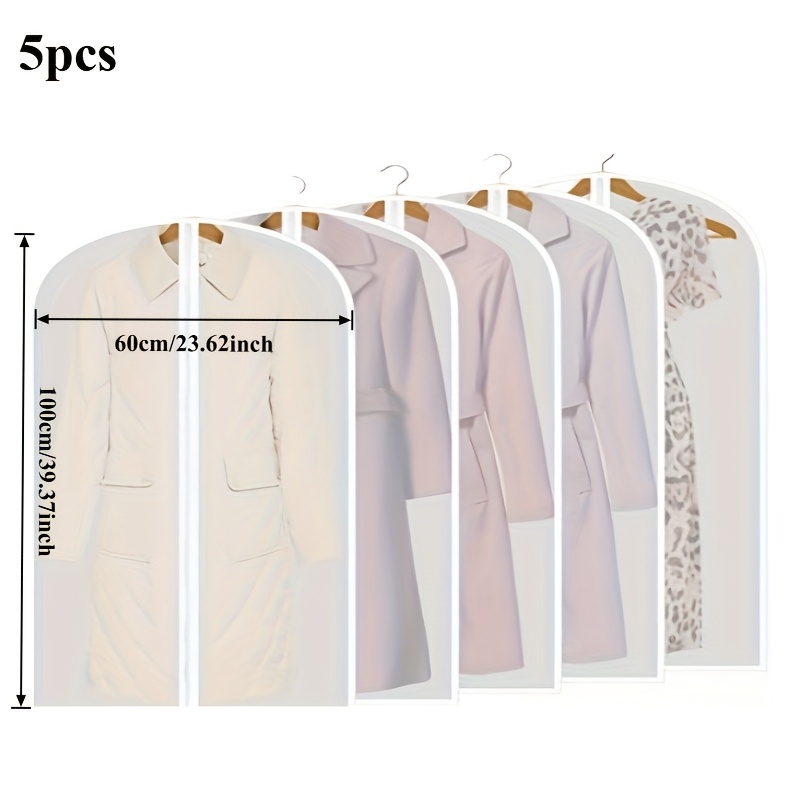 5-pack Zippered Dress Bags | Insect-proof, Dust-proof, Waterproof, Washable Suit And Strap Protection Bags For Coats, Suits, Shirts, Dresses, Or Gowns (60cm * 140cm) - Ldq