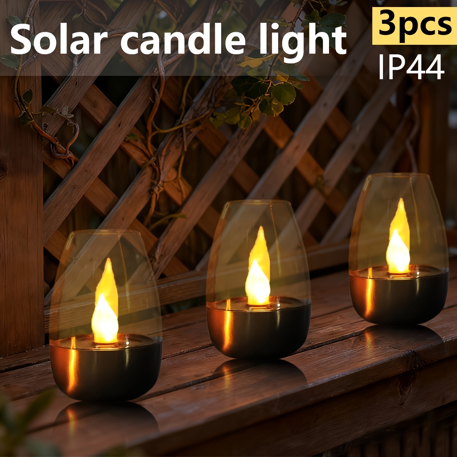 3   flameless led ljus - polerad metallyta, tålig plast & rostfritt stål, lämplig för inomhus/utomhus trädgård, uteplats, trappor, festdekorationer &  klappar ( , halloween), hem solar belysning