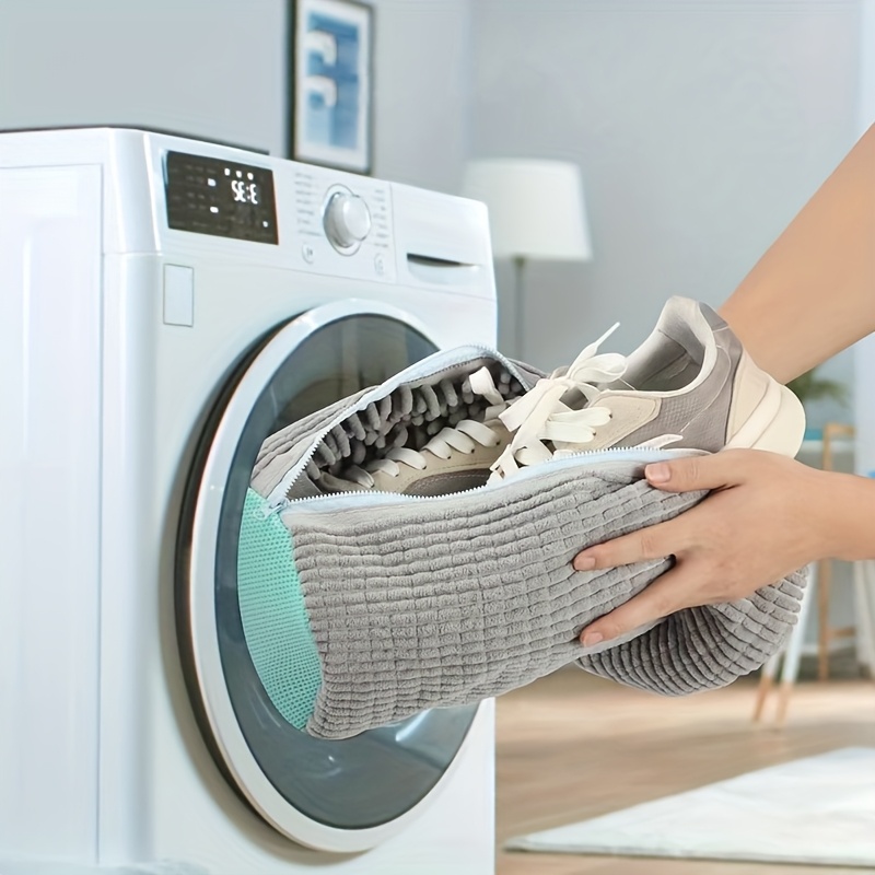 Gray Washable Shoe Bag with Elastic Opening & Mesh Top - Durable Fabric High Quality Design for Shoes, Boots, Jewelry, Watches - Machine Washable Storage Organizer, Shoe Storage, Travel Organizer, Compact Organizer, Reinforced Stitching, Protective Cover, Outdoor Adventurers