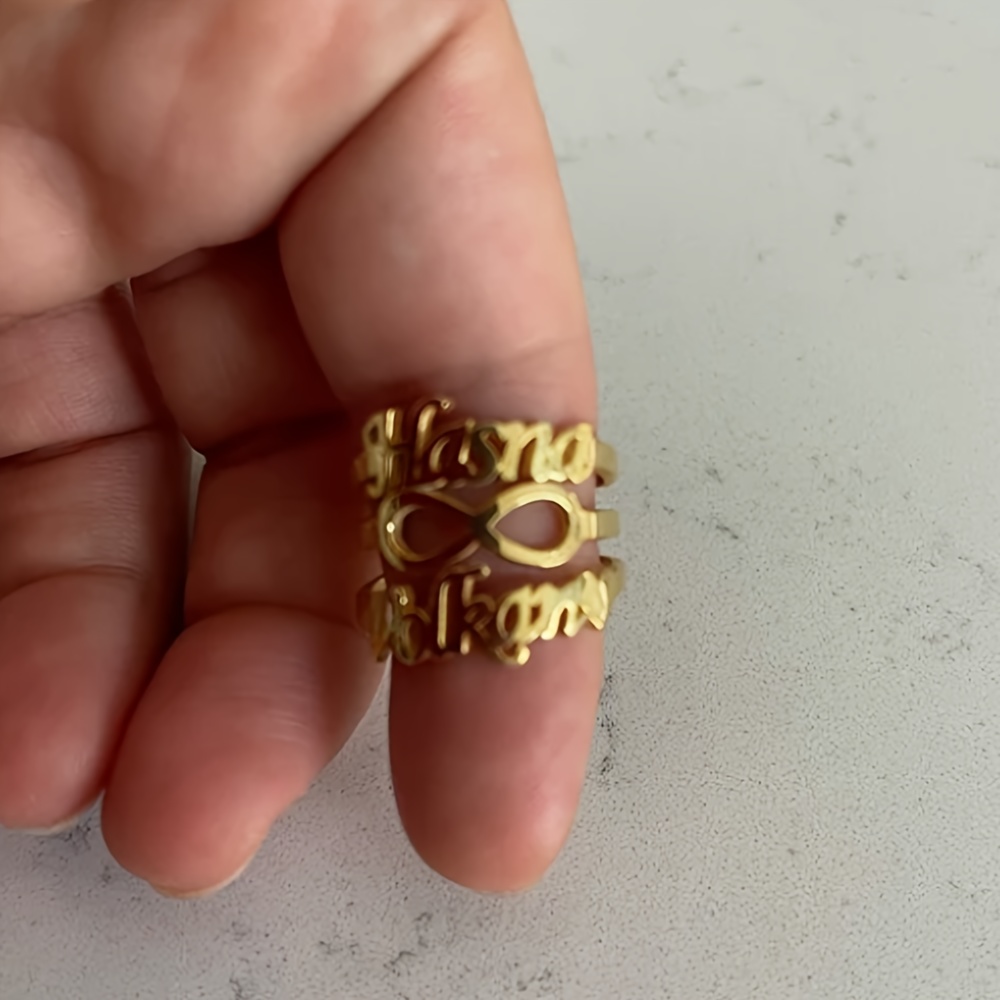 Custom Stainless Steel Double Name Ring with Infinity Symbol