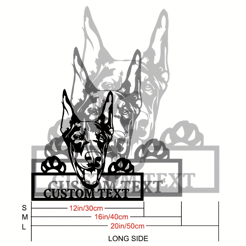 Customizable Doberman Metal Wall Art, Black Iron Animal Theme Decorative Sign with Personalized Text, Perfect Gift for Dog Lovers, Wall Mounted Room Decor, Dog Decor