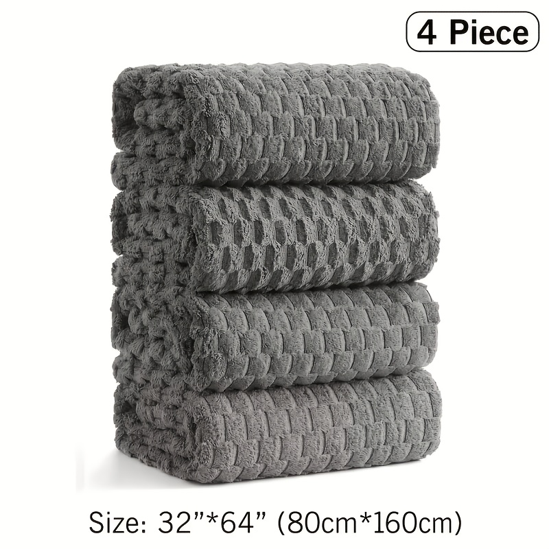 TEMU 4pcs Extra-large Towel Set 32x64 Inches, Enormous Microfiber Towels, Super Soft And Quick-drying, Combo/black//dark Gray, Luxury Spa-grade