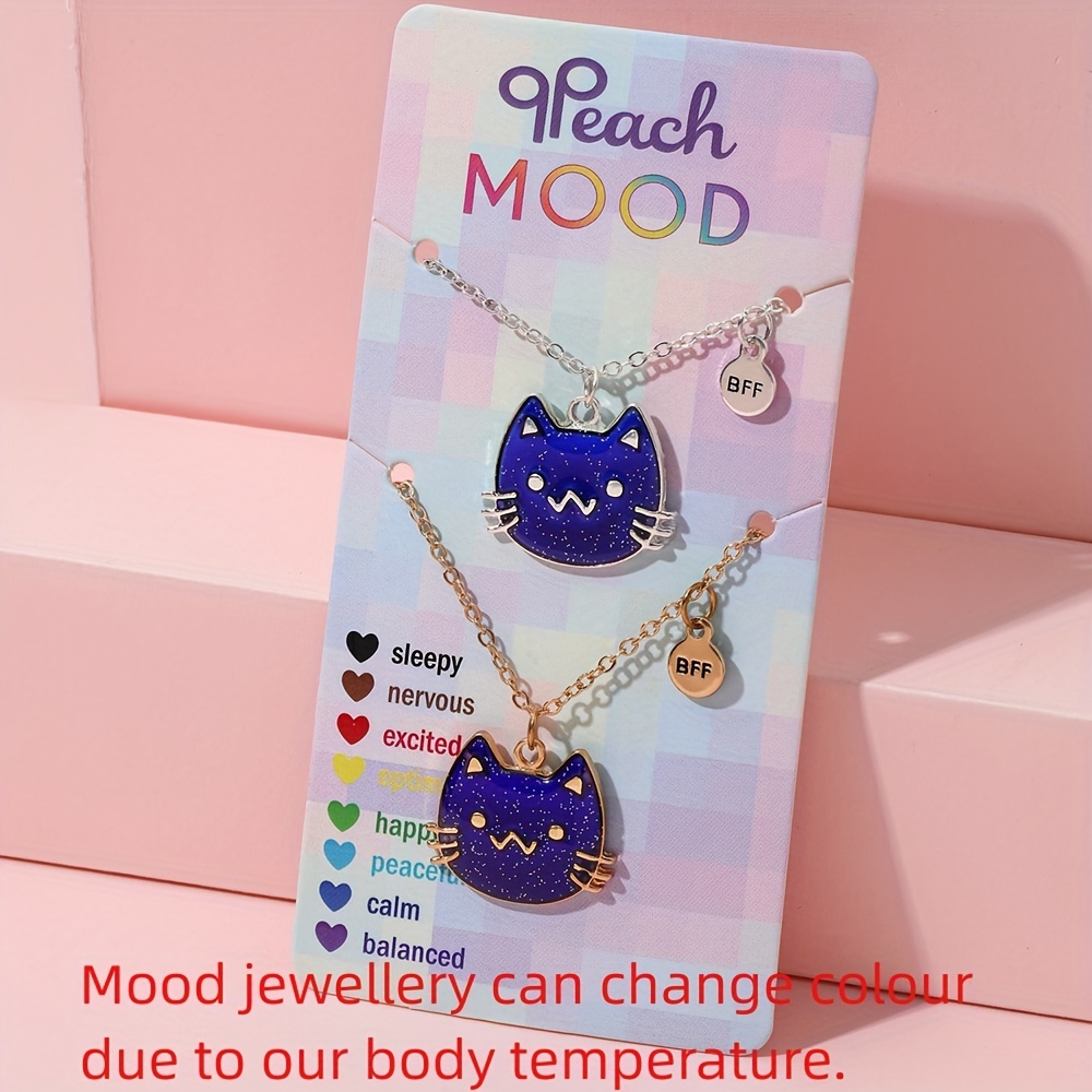 TEMU 2pcs Sweet And Cute Cat Pendant Necklace, For Birthdays, Anniversaries, And Graduation Christmas Gifts