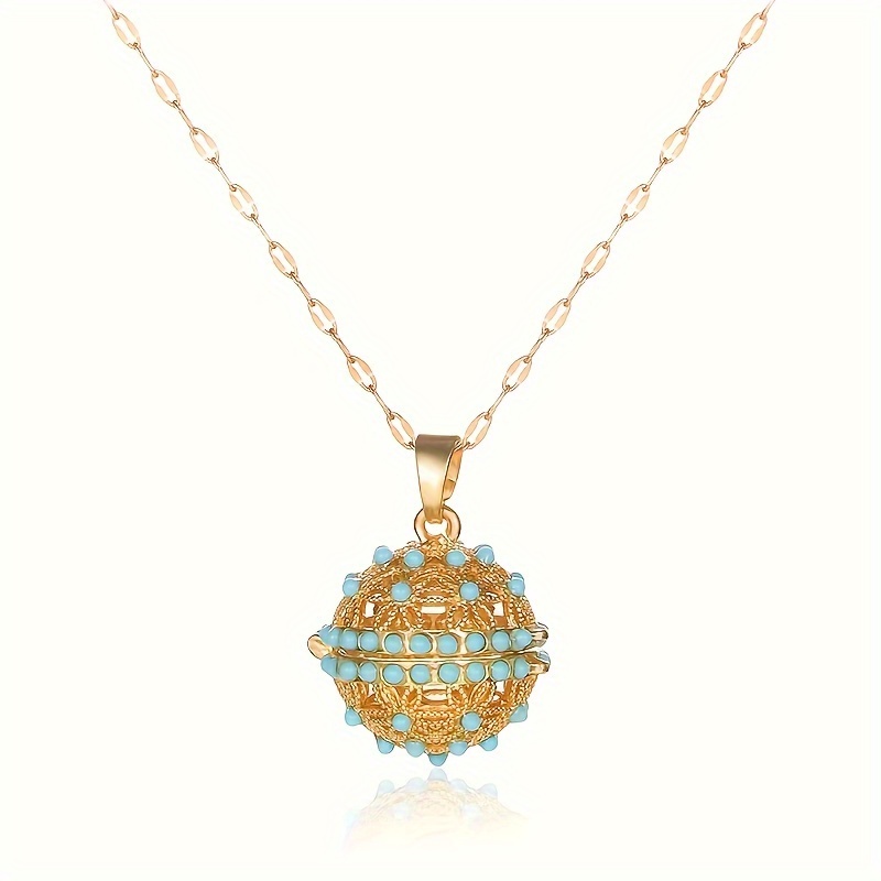 TEMU Elegant Creative Fashion Spherical Pendant Necklace Day Gift Valentine's Day Jewellery Gift Christmas Birthday Gift Thanksgiving Gift