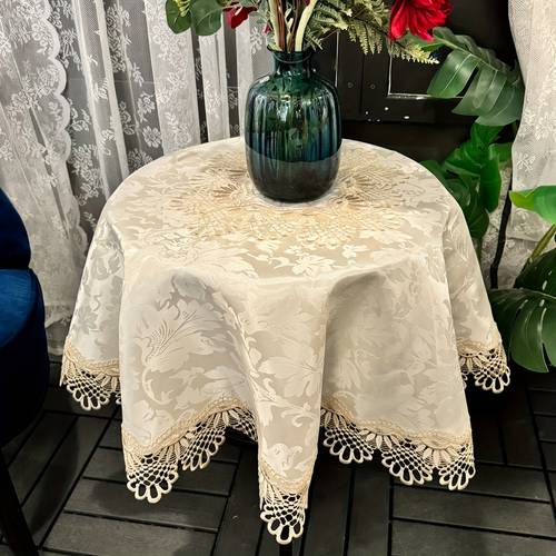 elegante runde spitzen-tischdecke mit blumenstickerei - polyester-jacquard-überzug für - und kaffeetische, für den täglichen dekor, hochzeiten, partys und festliche anlässe