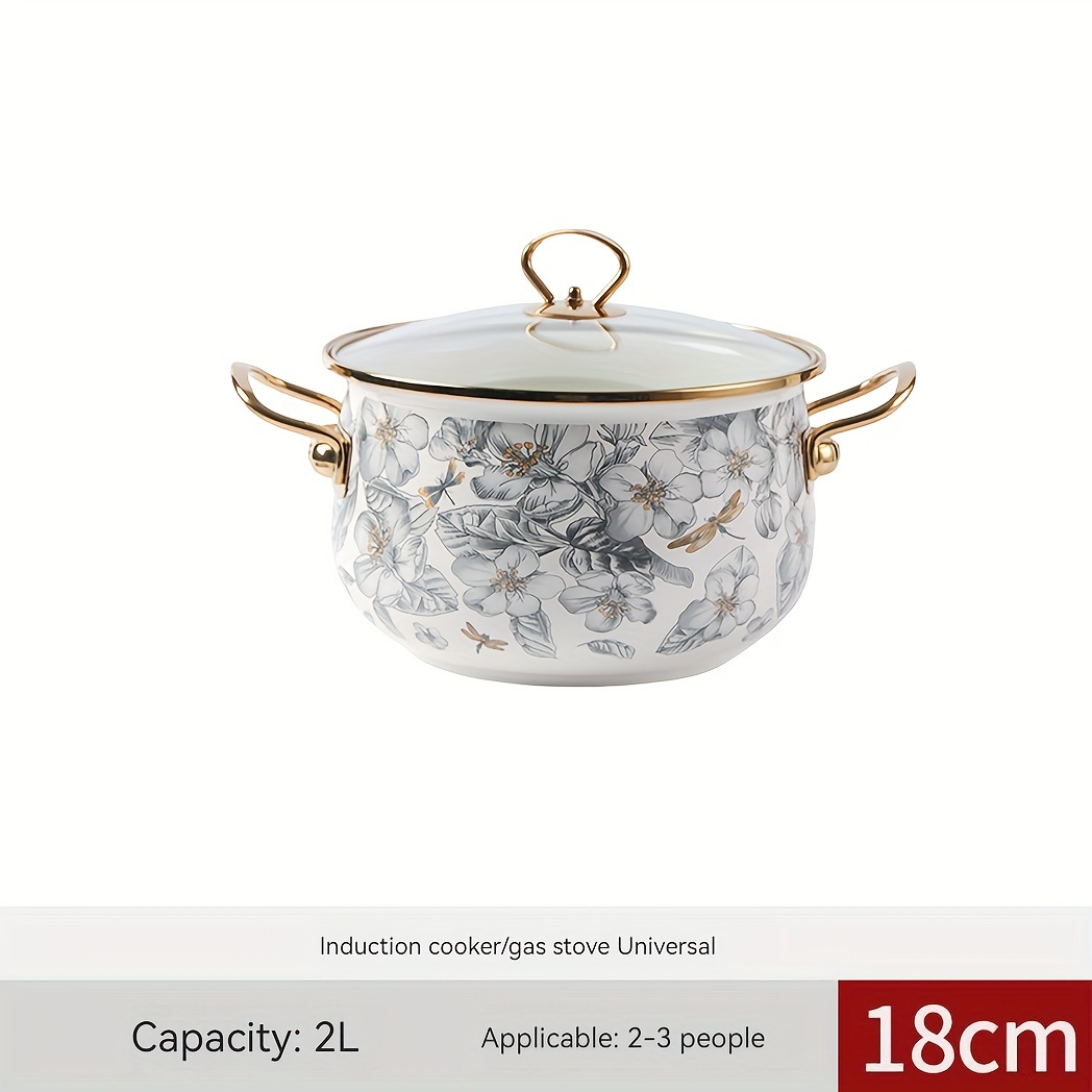 1pc premium enamel cooking pot versatile for soup stew easy clean non stick surface   home kitchens restaurants compatible with gas   ideal for holiday   gifts details 10