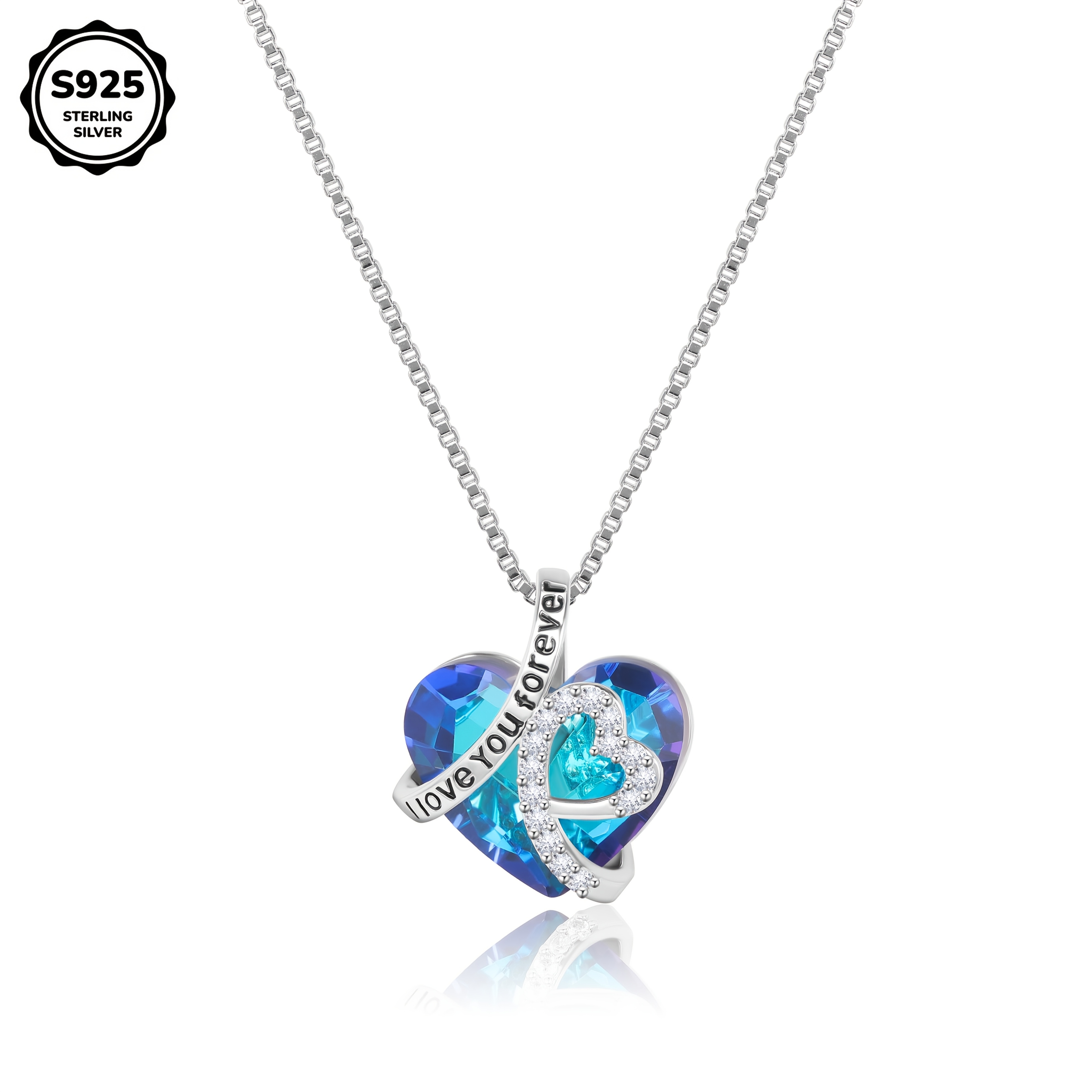 TEMU Collier Je T'aime en Argent Sterling 925 avec Cœur et pour Femmes Bijoux pour Elle Cristal Artificiel Cadeaux de Noël pour Épouse Anniversaire
