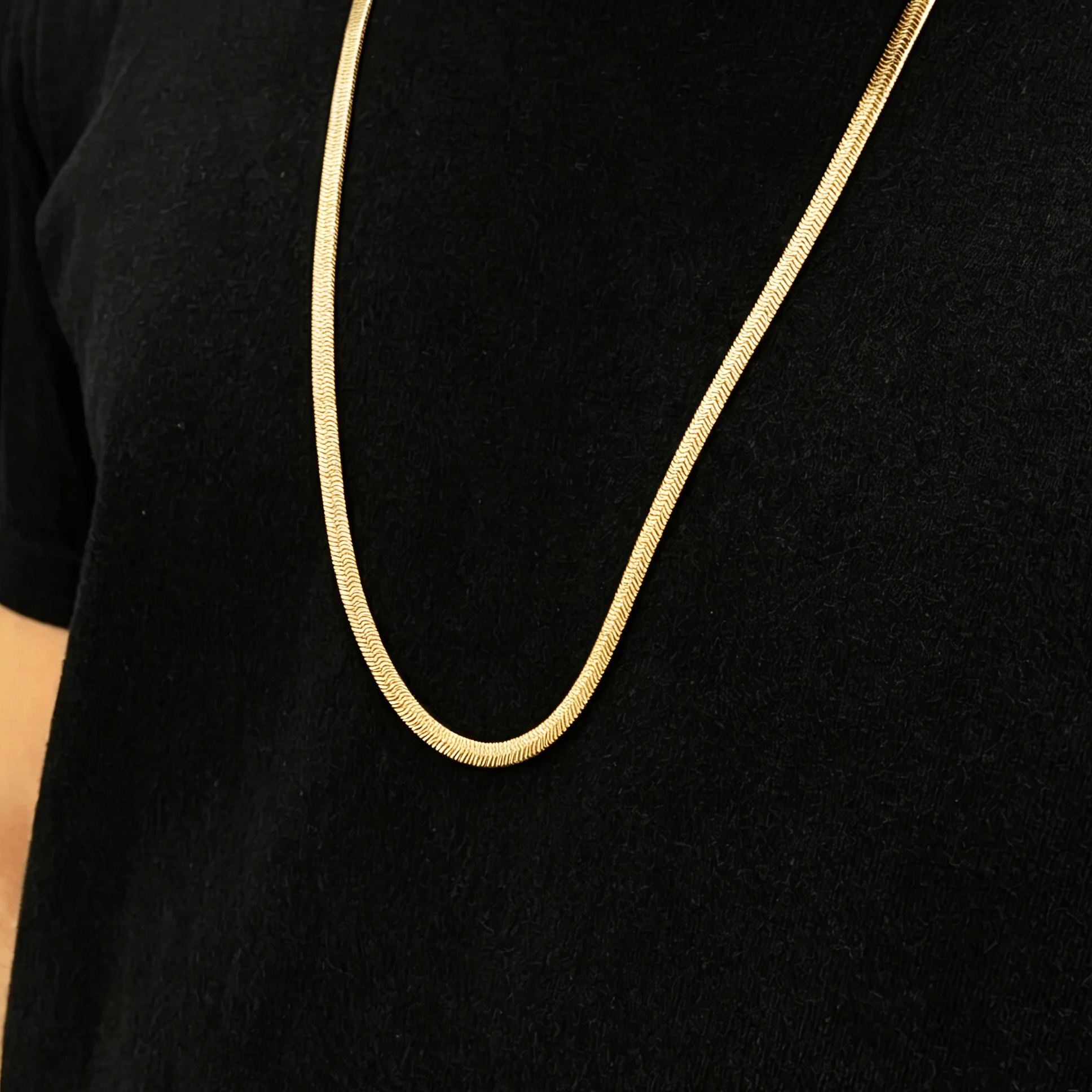 Men's Silvery Flat Snake Chain Necklace — 23 Inch