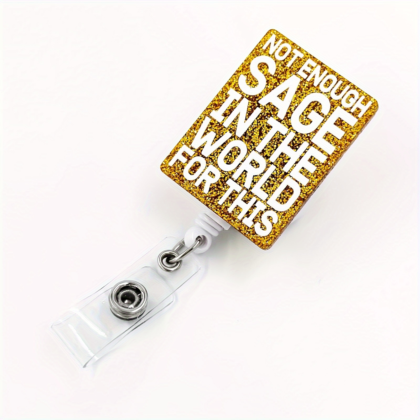 

Sparkling ' In The World For This Nurse' Retractable Badge Reel With Clip - Acrylic Name Tag Holder, & Office Professionals, Nurse Accessories For Work