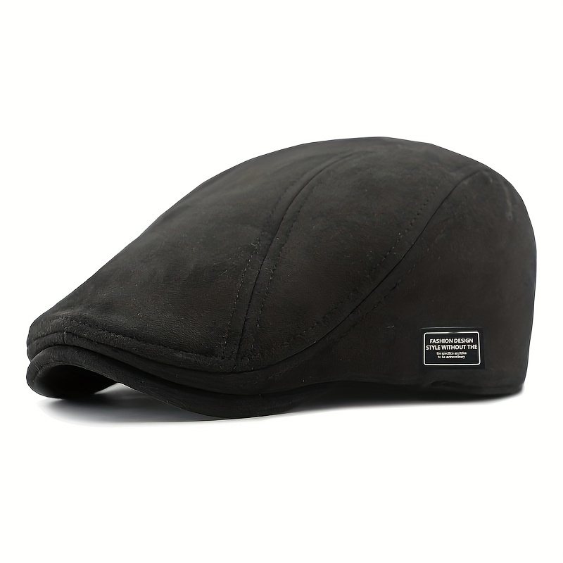 TEMU Simple Plain Cap Beret Hat Spring/autumn British Style Duckbill Cap Vintage Cap