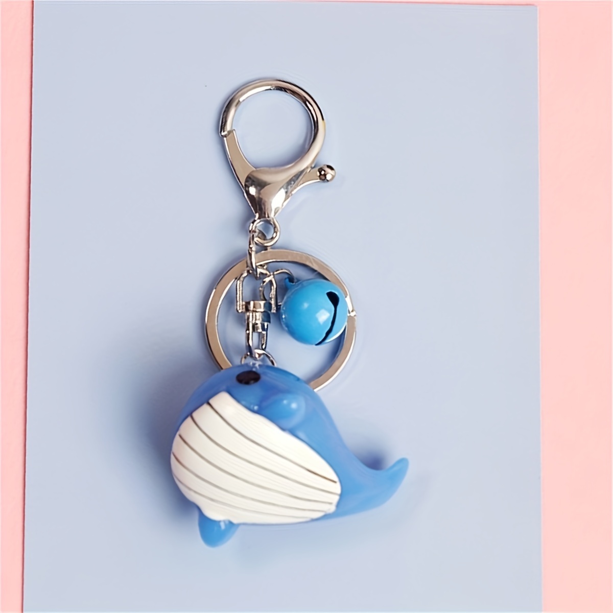 1pc Cute Dolphin Blue Whale Stereoscopic Keychain Creative Pendant Bell Keychain Bag Pendant Car Keychain Party Holiday Gift,Bag Accessories,Temu