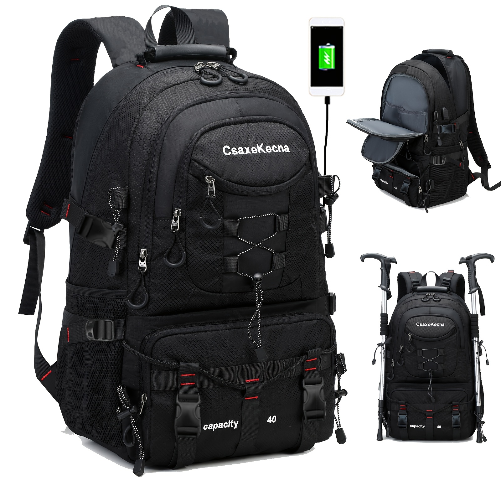 Moletom de Viagem para Homens, Mochila de Caminhada e Trekking para Mulheres, Bolsa de Camping Esportiva ao Ar Livre, Compatível com Laptop de 17 Polegadas