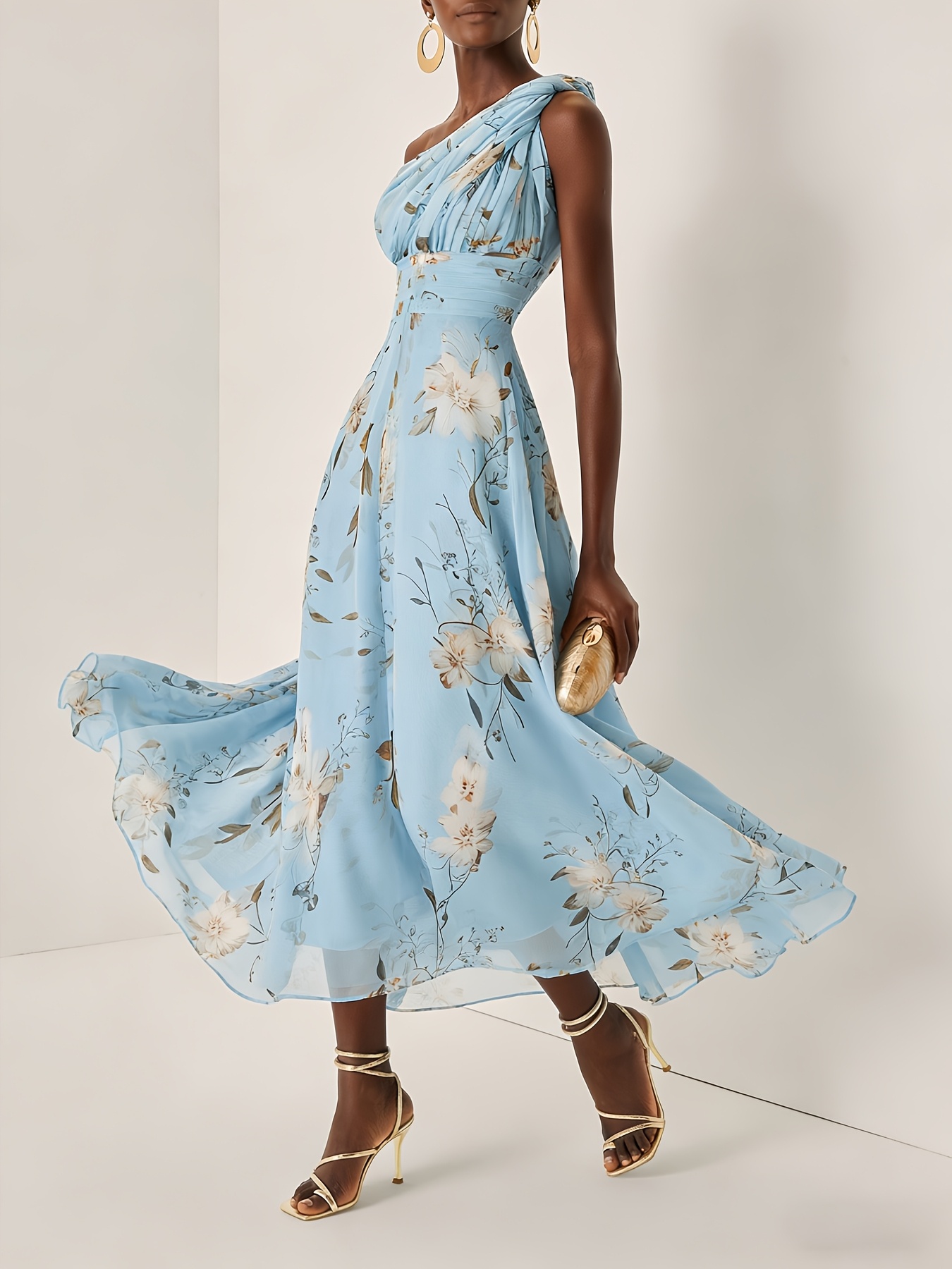 sachin and babi light blue dress Lace and Chiffon Wedding Dress with Detachable Belt