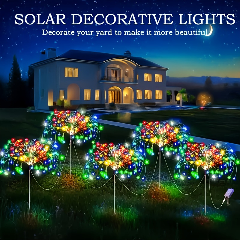 5pack solar powered fireworks   400 led holiday lighting decoration 8   of fireworks light suitable for gardens courtyards houses festivals christmas halloween party decoration solar powered portable installation