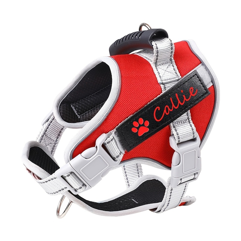 TEMU 1pc Personalized Custom Reflective Vest-style Harness, Pet Chest Harness For Small And Large Dogs, Suitable For Multiple - Walking, Training,