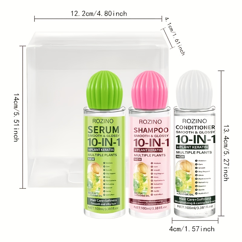 TEMU 3pcs 10-in-1 Shampoo, Conditioner, And Serum - Daily Use, Flake Control, , , Deep Clean