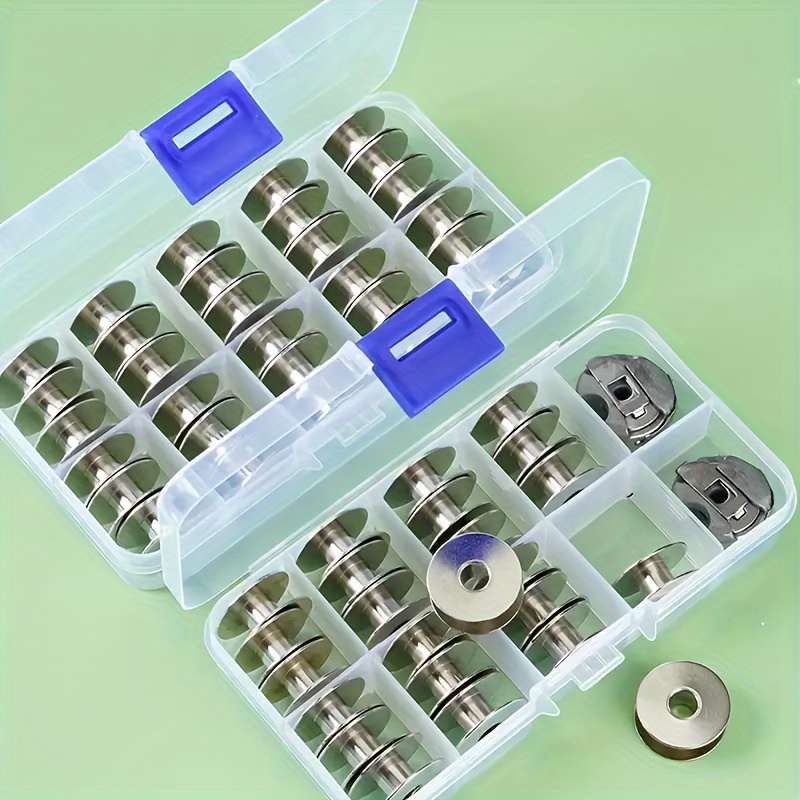 

26pcs Shuttleless Bobbin Set For Industrial Sewing Machine, Includes 24 Metal Spools & 2 Bobbin Cases, Portable Storage Organizer Box, Sewing Parts & Tools Accessory Kit