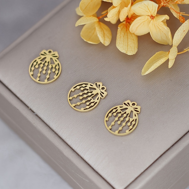 Image of 3pcs Christmas Bauble Charms Stainless Steel Pendant For Jewelry Making Earrings Bracelets Women Additions