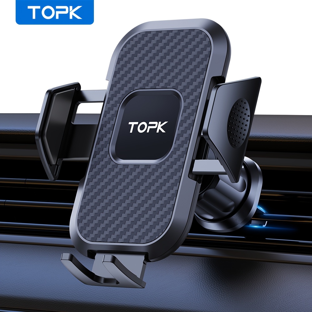 TEMU Topk Car Air Vent Phone Mount, Hands Free Car Phone Holder, Universal Vehicle Cell Phone Cradle Large Phones & Thick Protective Cases