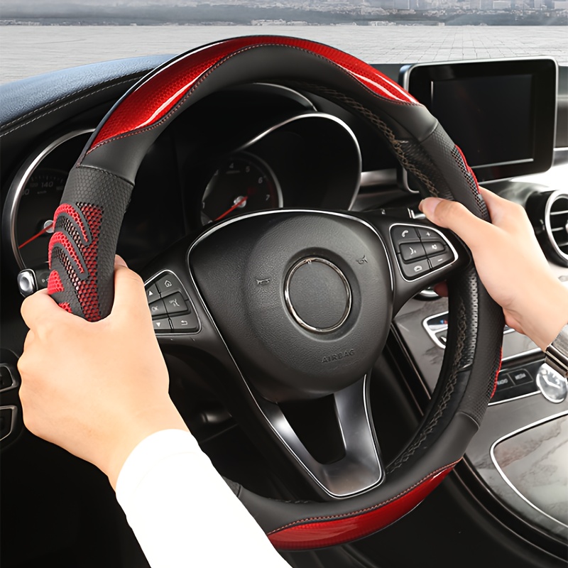 

Sporty Honeycomb Grip Steering Wheel Cover - Rubber Material, No , Universal Fit, Non-slip, , Comfortable Design, Suitable For Use