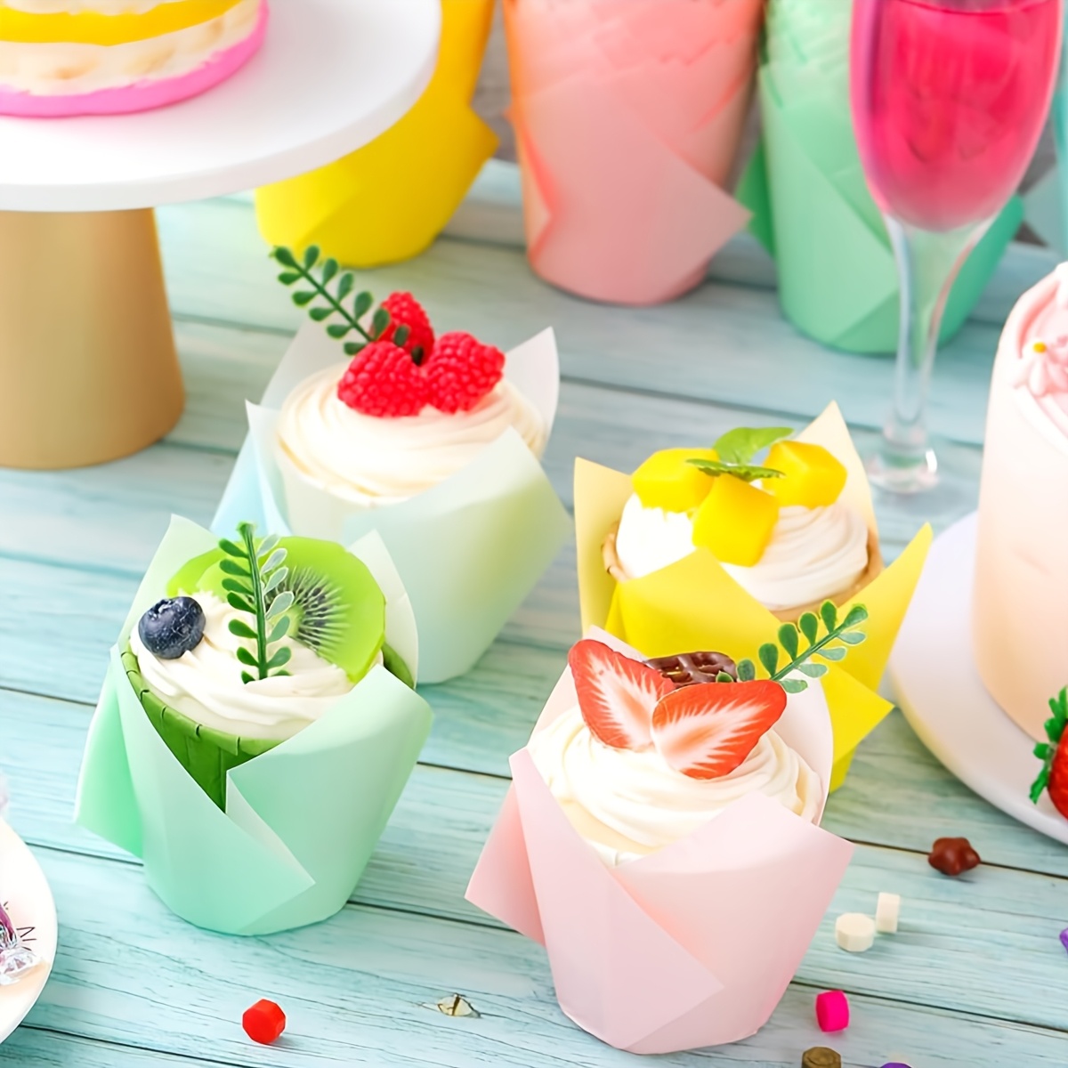 TEMU 200pcs Of Muffin Cups, Tulip-shaped Cupcake Liners, Standard Baking Liners For Cupcakes, Paper Liners For Baking Muffins And Cupcakes, Perfect