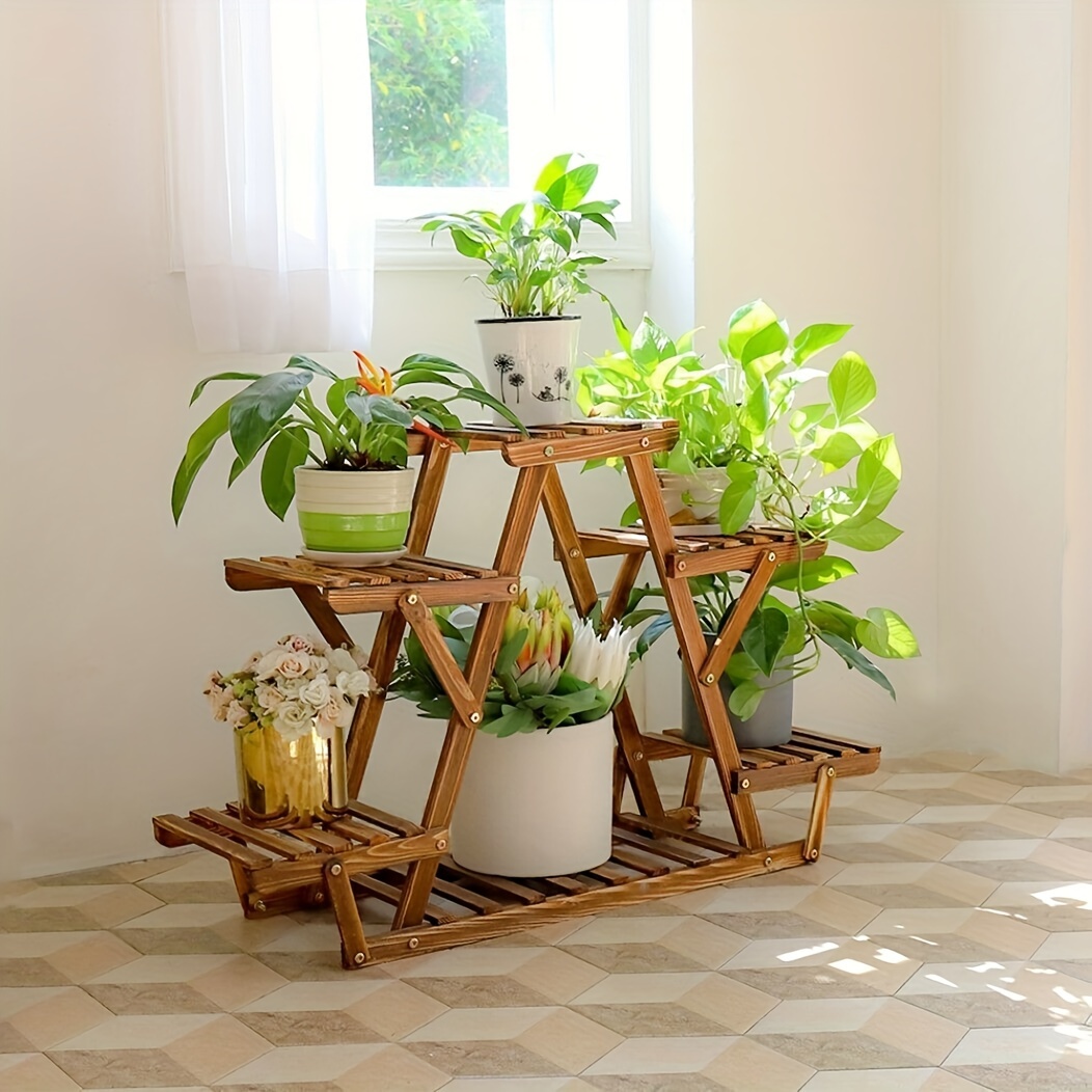 Support pour plantes en bois d'intérieur, étagère à 6 niveaux pour plantes multiples, support triangulaire * de A, support de pot de fleurs d'angle pour * de fenêtre, balcon, jardin, salon