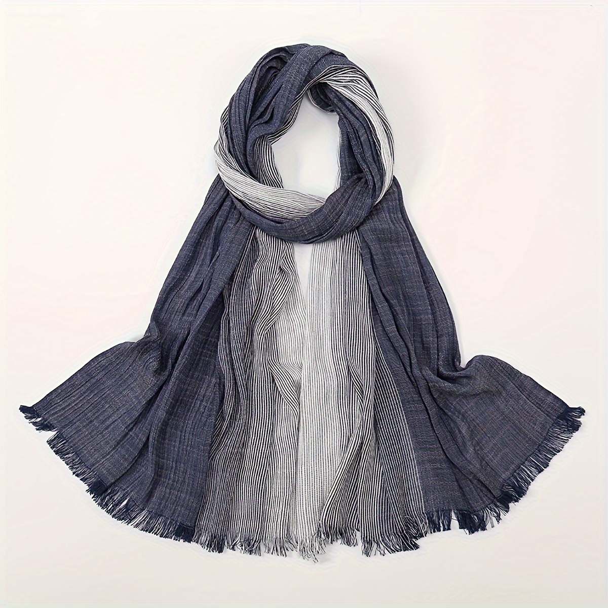 Classic Striped Tassel Scarf Simple and Fashionable to Elegance details 2