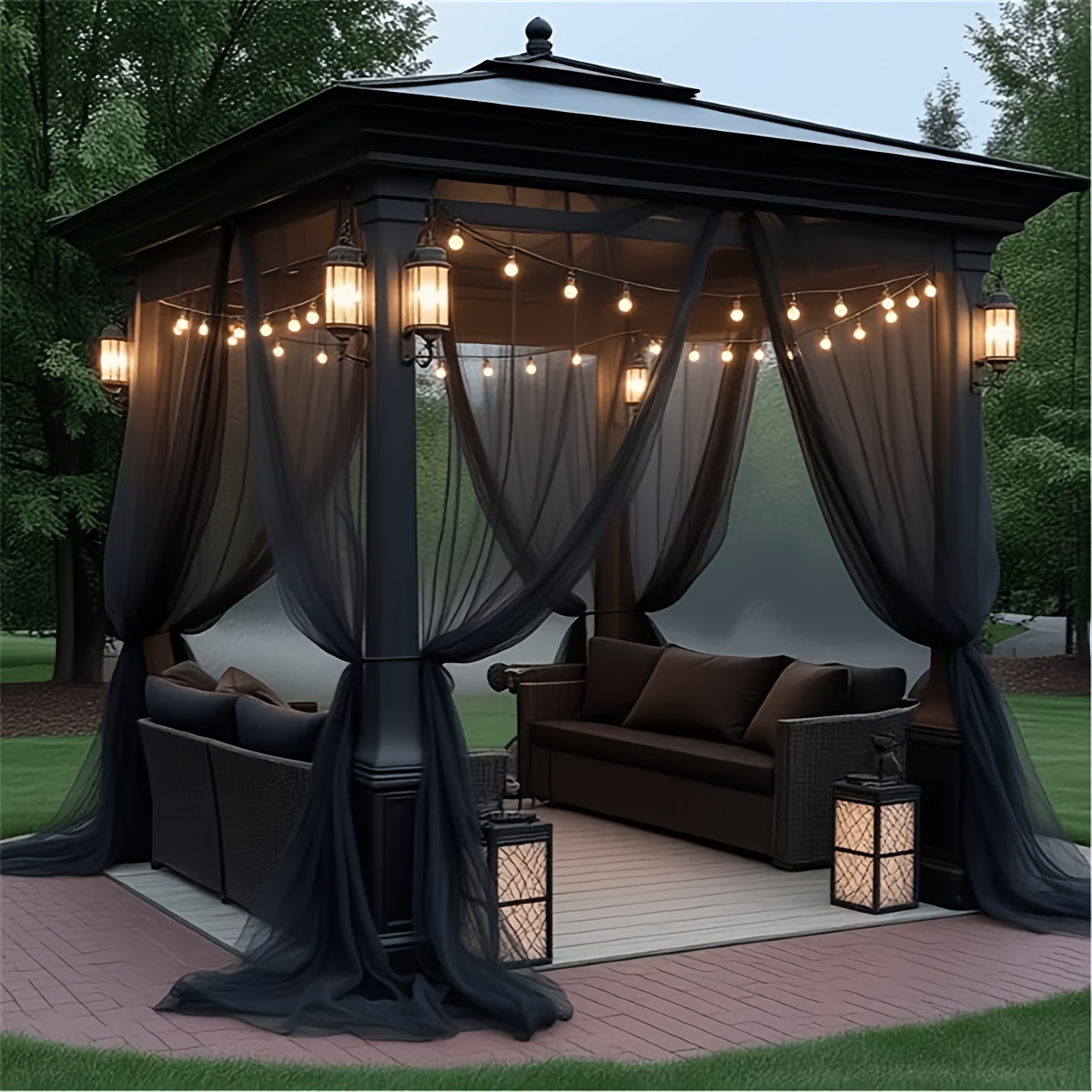 TEMU 1pc Camping Net Curtain Cordless 6 Colors Available Can Multifunctional Net, Suitable For Garden Gazebo, Patio, Travel Outdoor Balcony Tent And