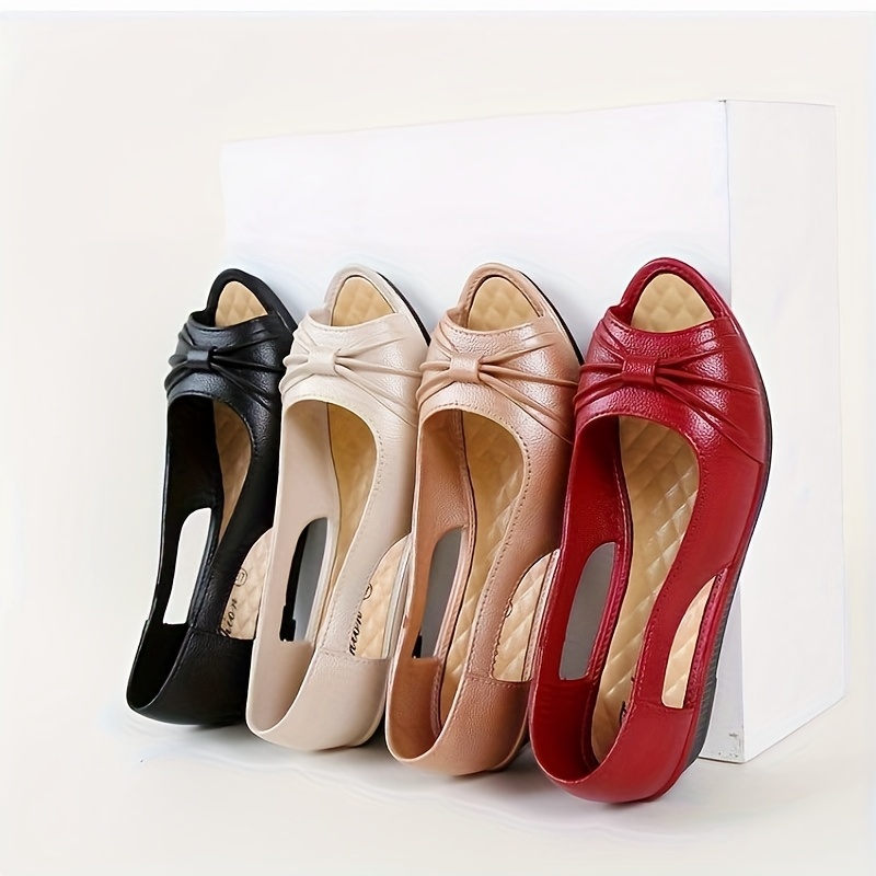 Women'S Slip-On Peep-Toe Flat Sandals - Lightweight EVA Upper & Rubber Sole, Breathable Open-Toe Design for Summer Casual Wear, Versatile for Beach, Shopping & Outings, Beach Sandals | Peep Toe Sandals | Lightweight Footwear