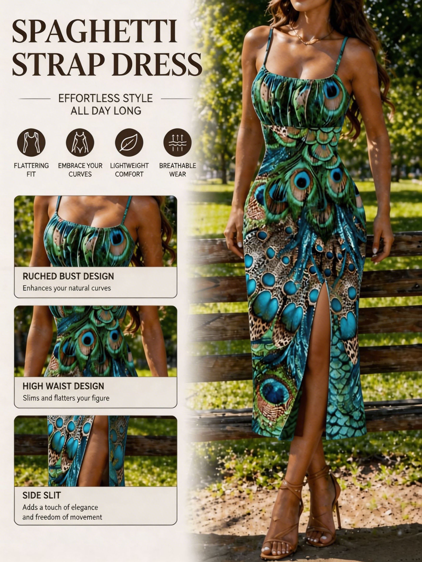 peacock dress sold on Temu United States