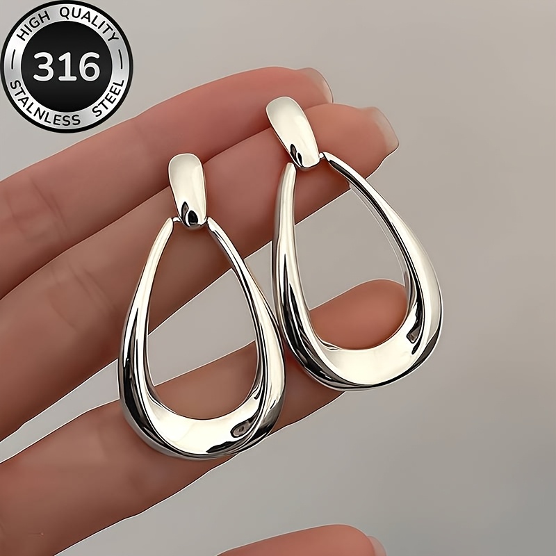 TEMU Pendientes de moda para mujer con forma de de acero inoxidable 316 de calidad, hipoalergénicos y resistentes a la decoloración, fáciles y
