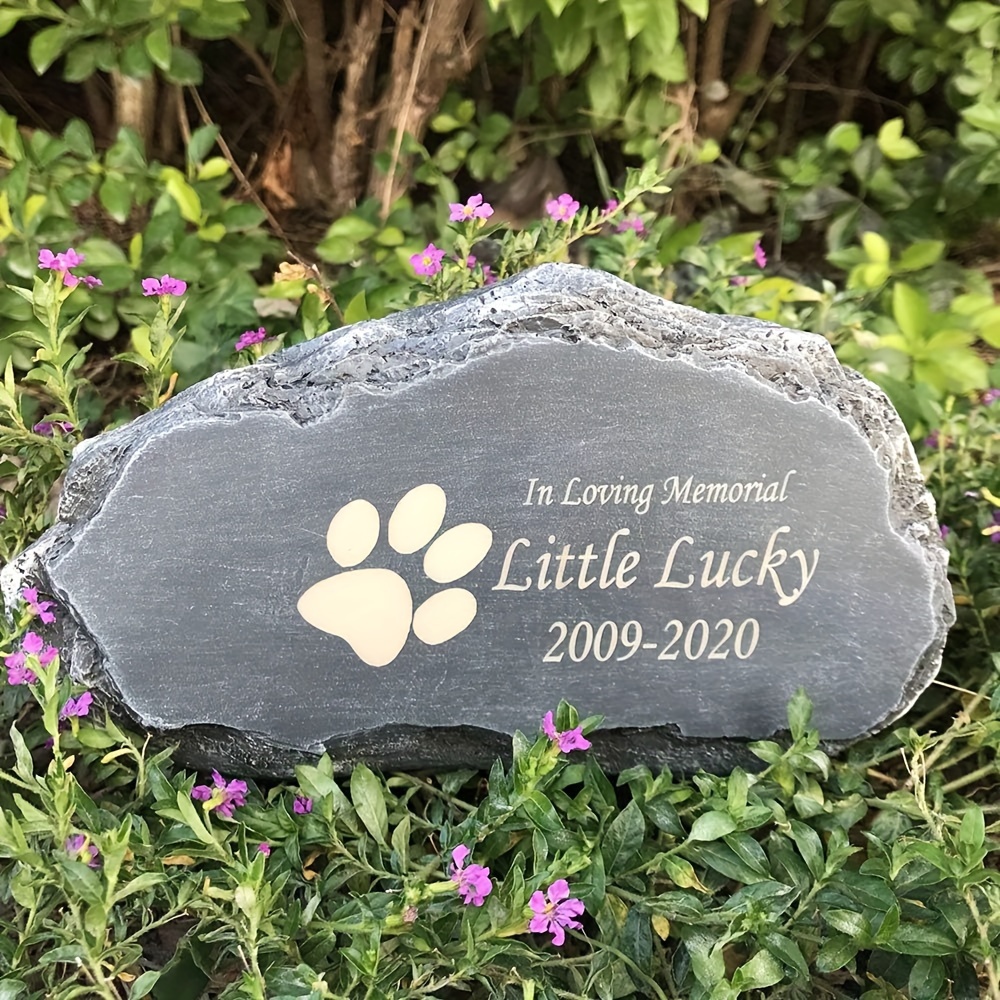 TEMU Personalized Garden Stone Carving With Any Information, Carved Garden Welcome Stone, Memorial Stone, Outdoor Decorative Stone, .5 X 2.5 Inches