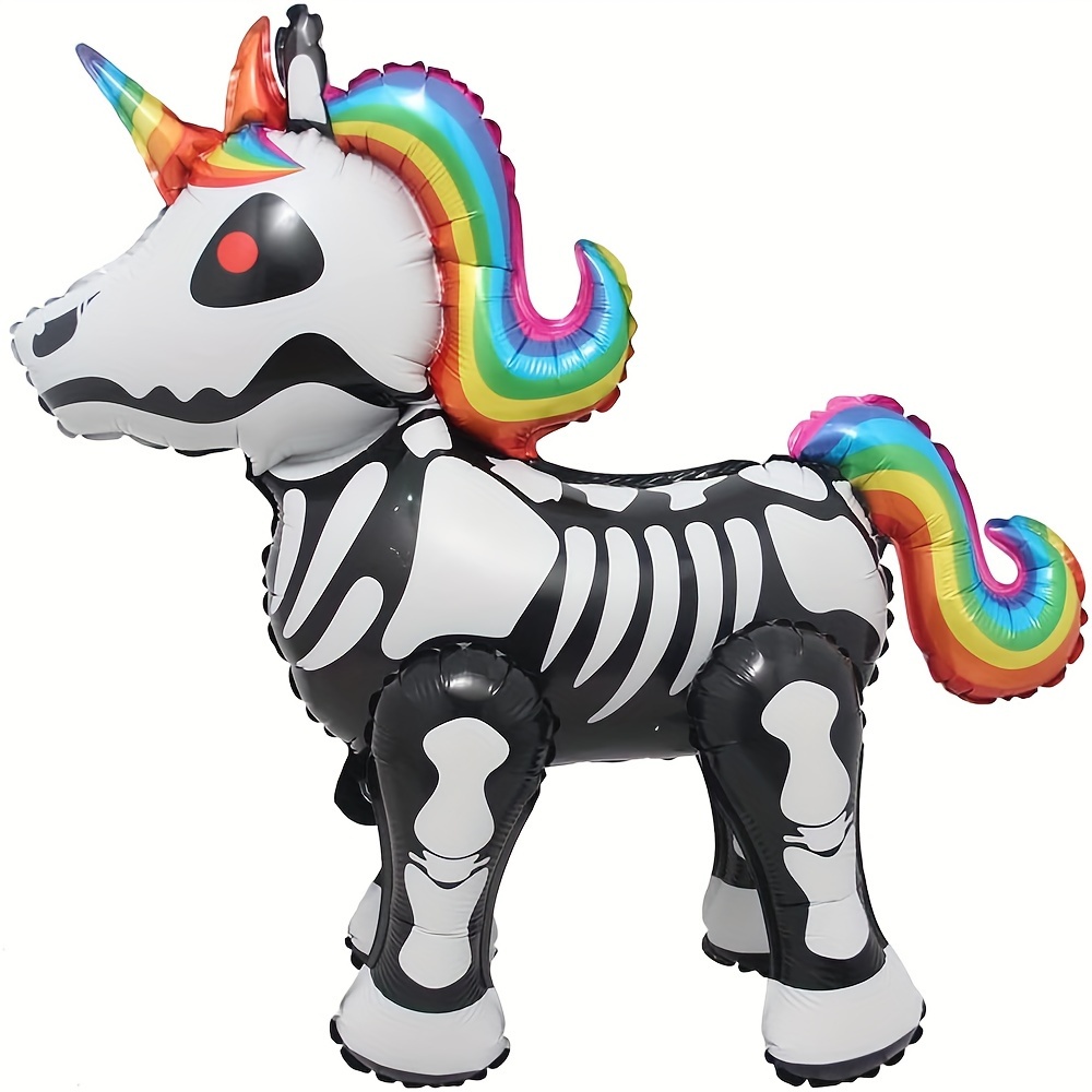 

Skeleton Unicorn Balloon - 14+ Age Group, 4d Walking Skeleton Horse Balloon, Foil Mylar Party Supplies For Woodland Animal Themed Events, Single Pack