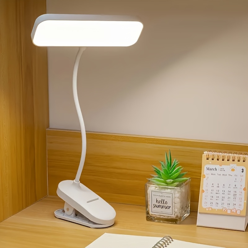 TEMU Adjustable Led Gooseneck Desk Lamp With Touch Control, Height & Color Temperature Adjustment, 18650 Rechargeable Battery, Indoor With Sunshade,