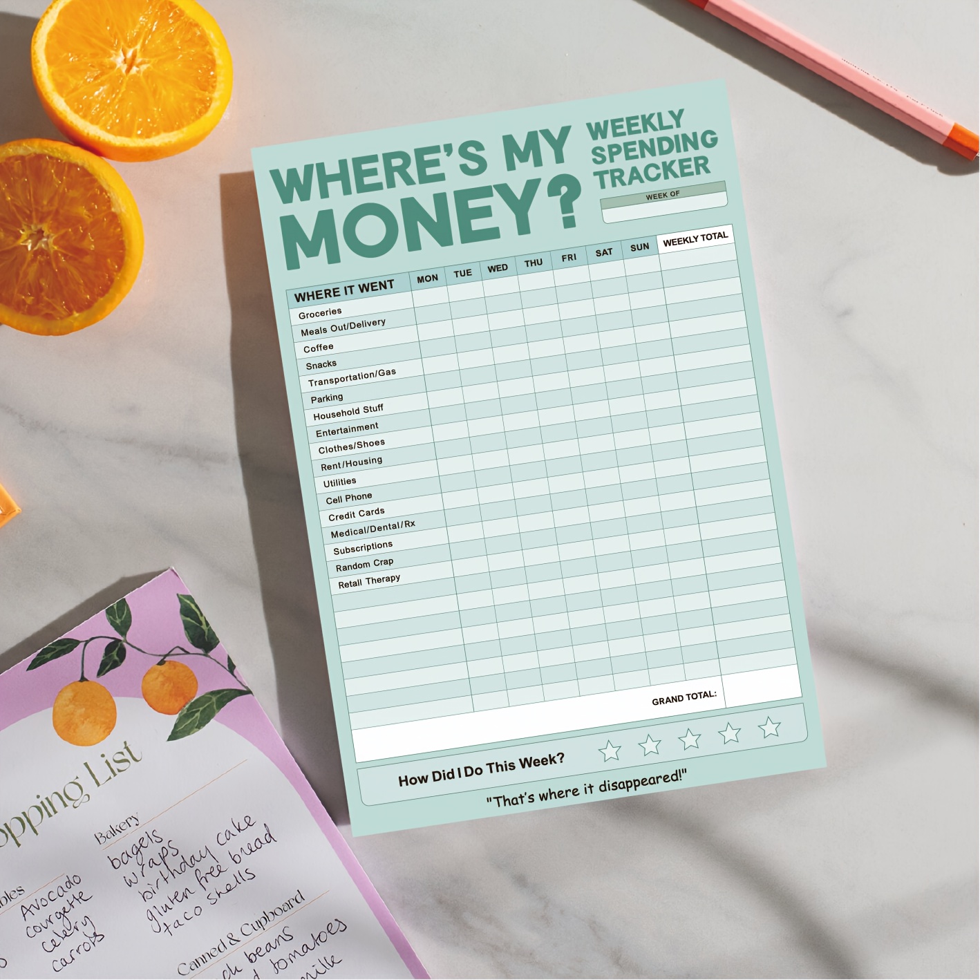 TEMU 1pc Weekly Money - 6x9 Inch Budgeting & Spending Soft Binding, English Text, Monthly Savings Pad