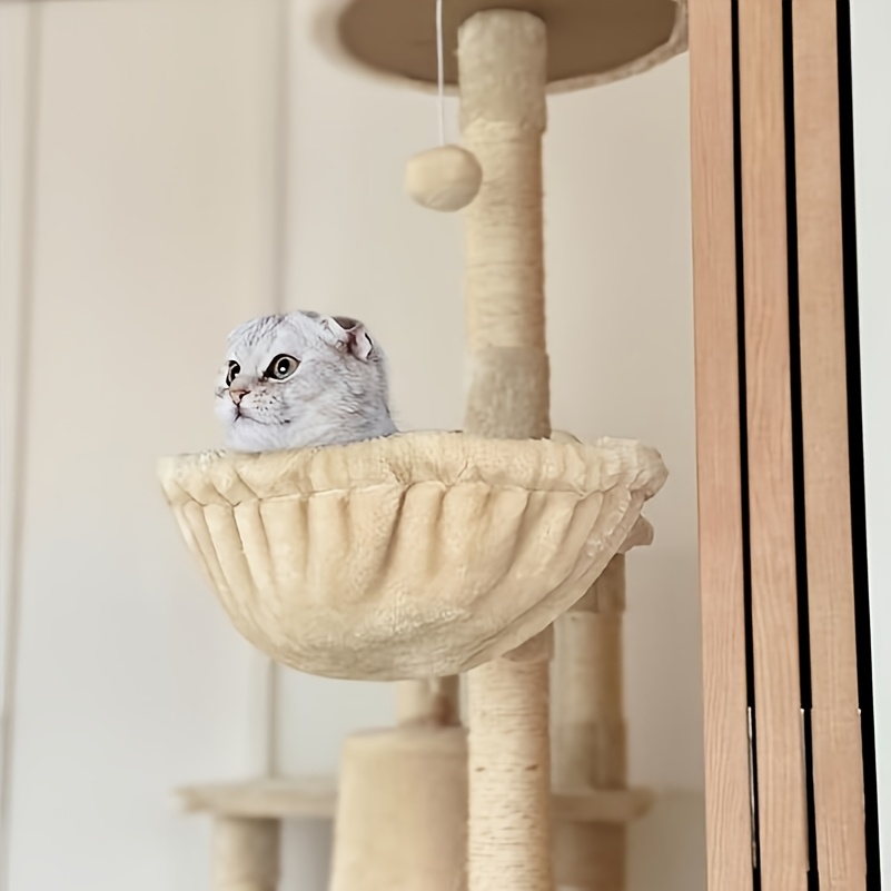 1  tree hammock attachment stainless steel material durable with basket comfortable cat tower hanging bed alternative suitable for cats single ear gray cat hammock cat climbing frame accessory without tree stand