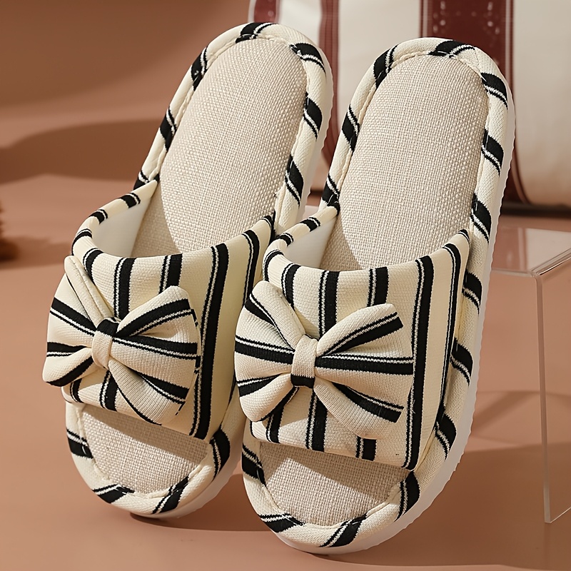 TEMU Women's Home Shoes Spring And Autumn Indoor Home Easy Bow Slip-on Slippers, Women Shoes