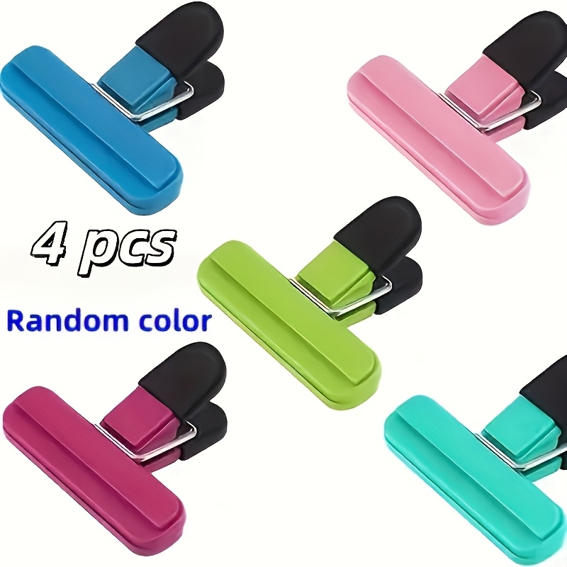 TEMU 4pcs Random Bag Clips, Airtight Chip Clips For Snack Bags, Kitchen Sealing Clips For Freshness, Reusable Bag Clamps For Chips, , Coffee, Sealer