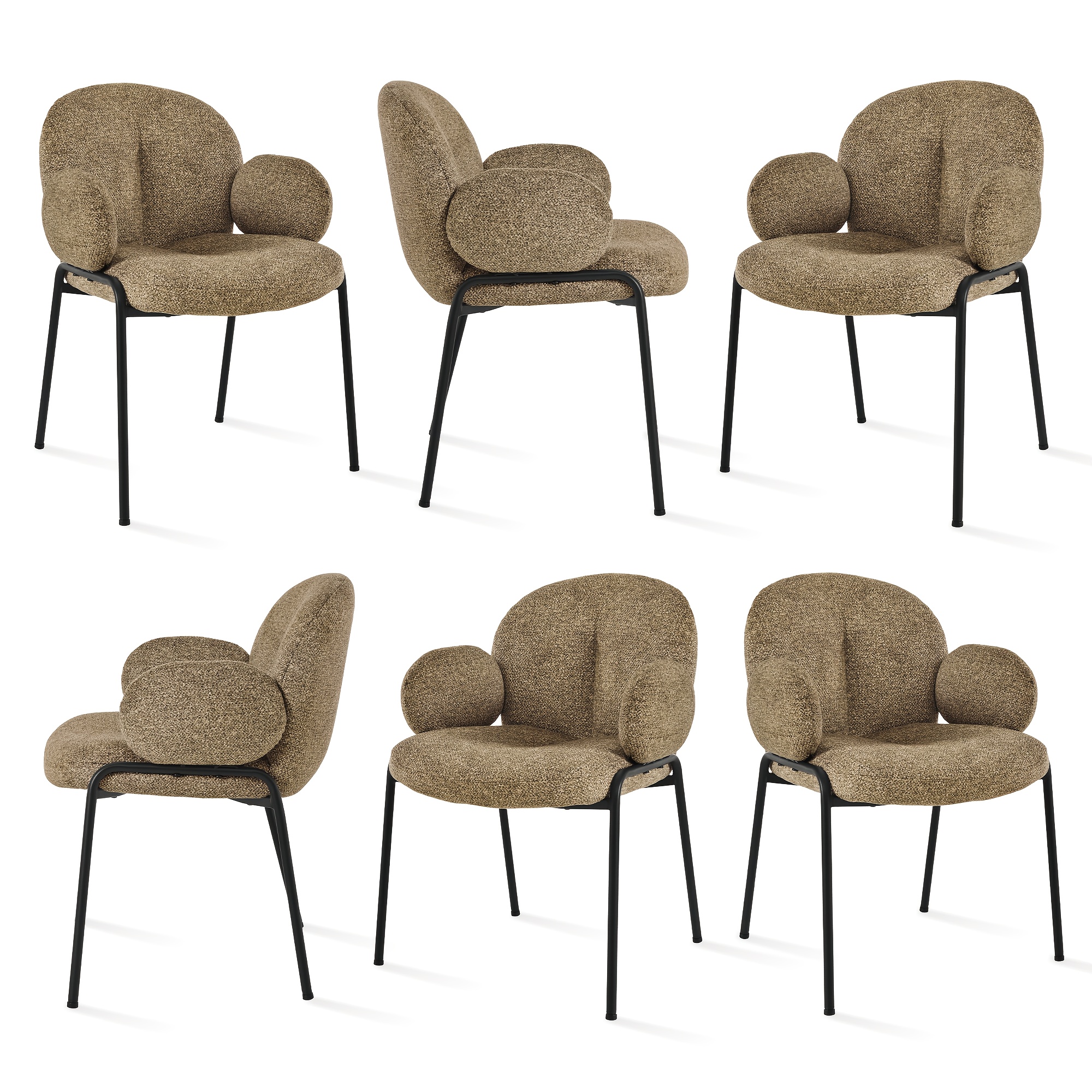 Image of Modern Cloud Dining Chair Set Of 2/4/6, Upholstered Accent Armchair With Ergonomic Curved Back, Sturdy Metal Legs & Adjustable Feet For Dining Room, Kitchen, Living Room