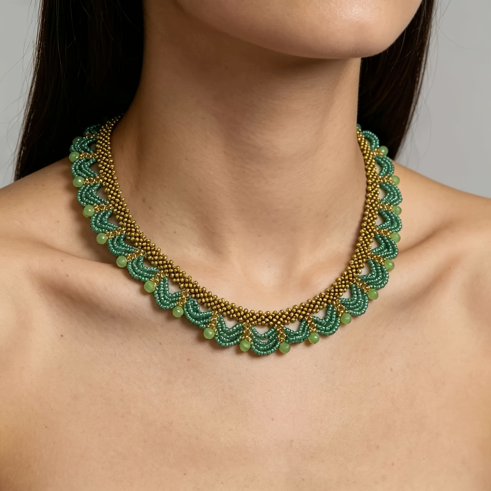 TEMU Collier tissé de perles de riz de luxe léger vintage de style bohème, chaîne de clavicule de perles toutes-uses, convient pour le port , les