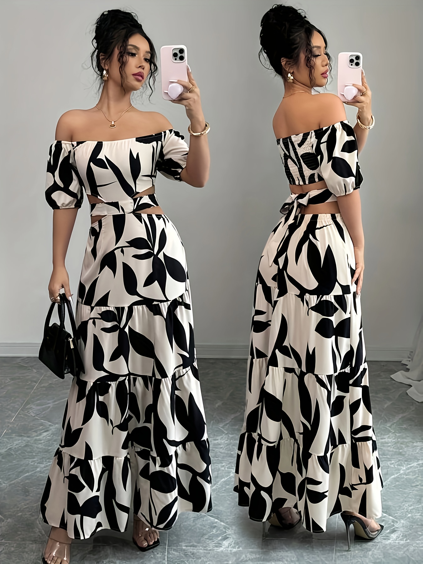 black and white a line dress sold on Temu United States