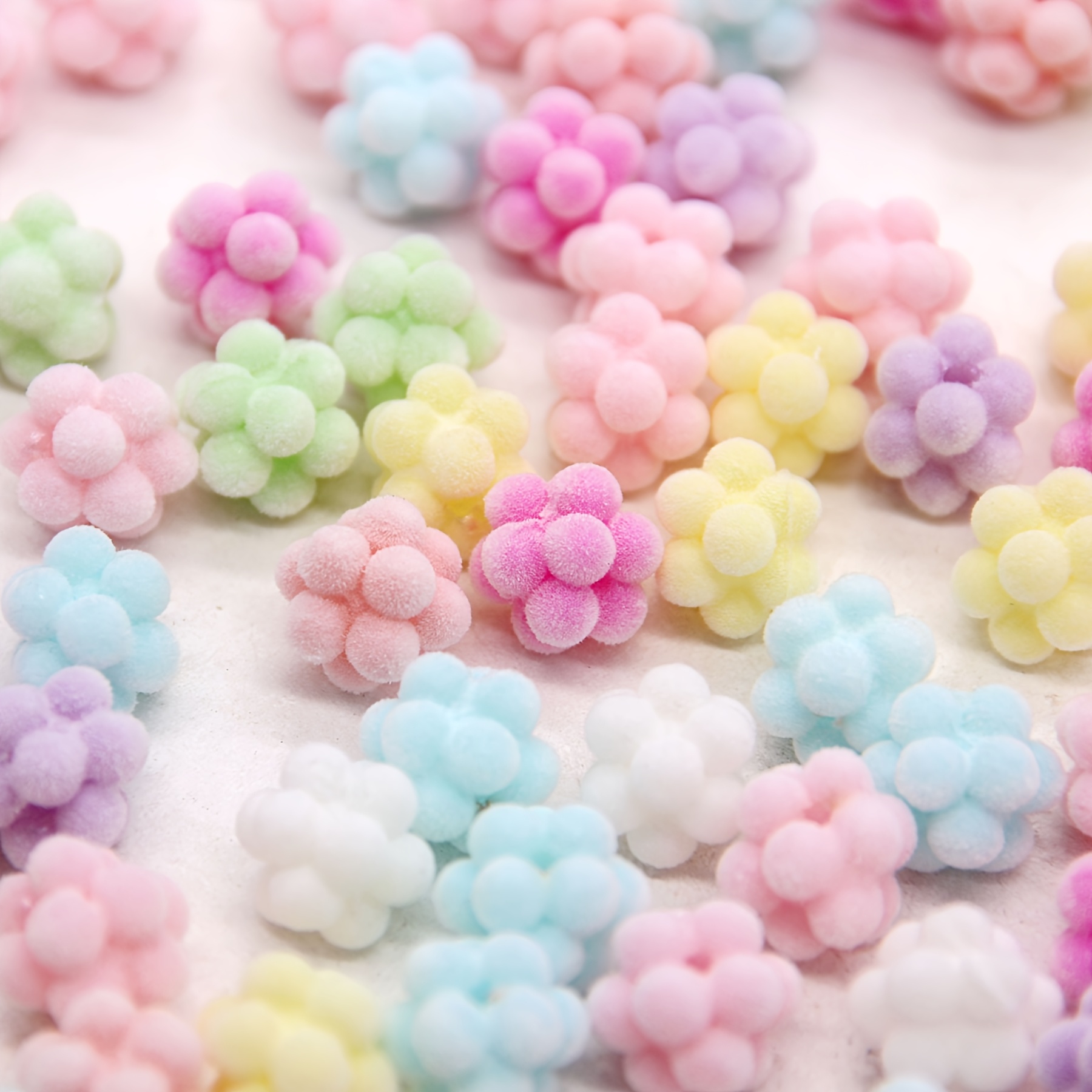 10pcs, 14mm, Flocking Arbutus Ball Beaded Candy Color Resin Beads Separated Beads Diy Mobile Phone Chain Key Chain Accessories
