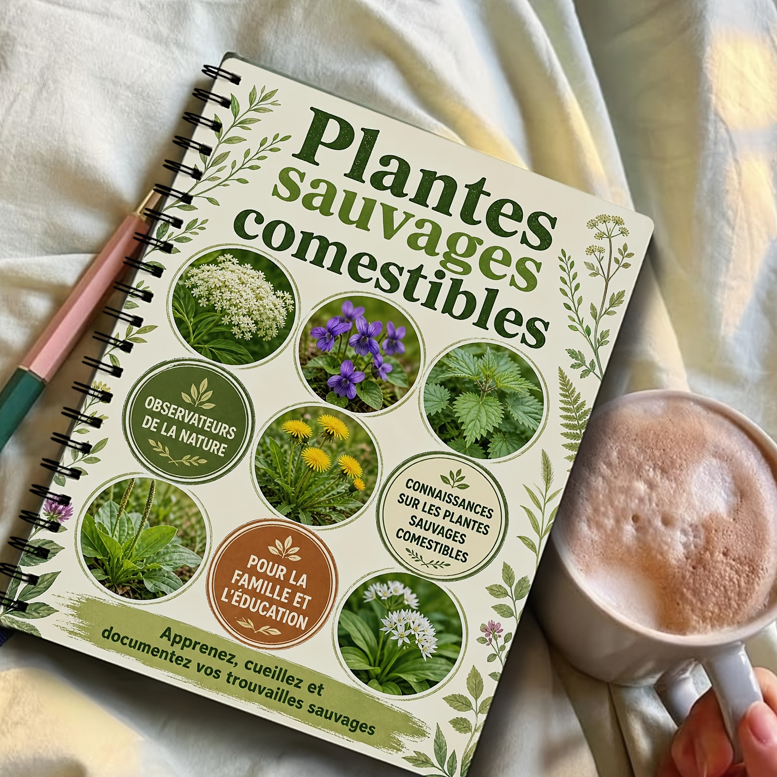 TEMU French Edition Consumable Plants Research Notebook | Collection Log, Wild Herbs, Fruits, And Mushroom , Natural Classification, Outdoor Learning